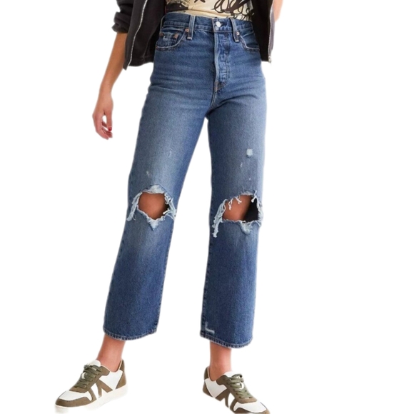 Levi's Denim - Levi's Ribcage Straight Ankle Distressed Jeans